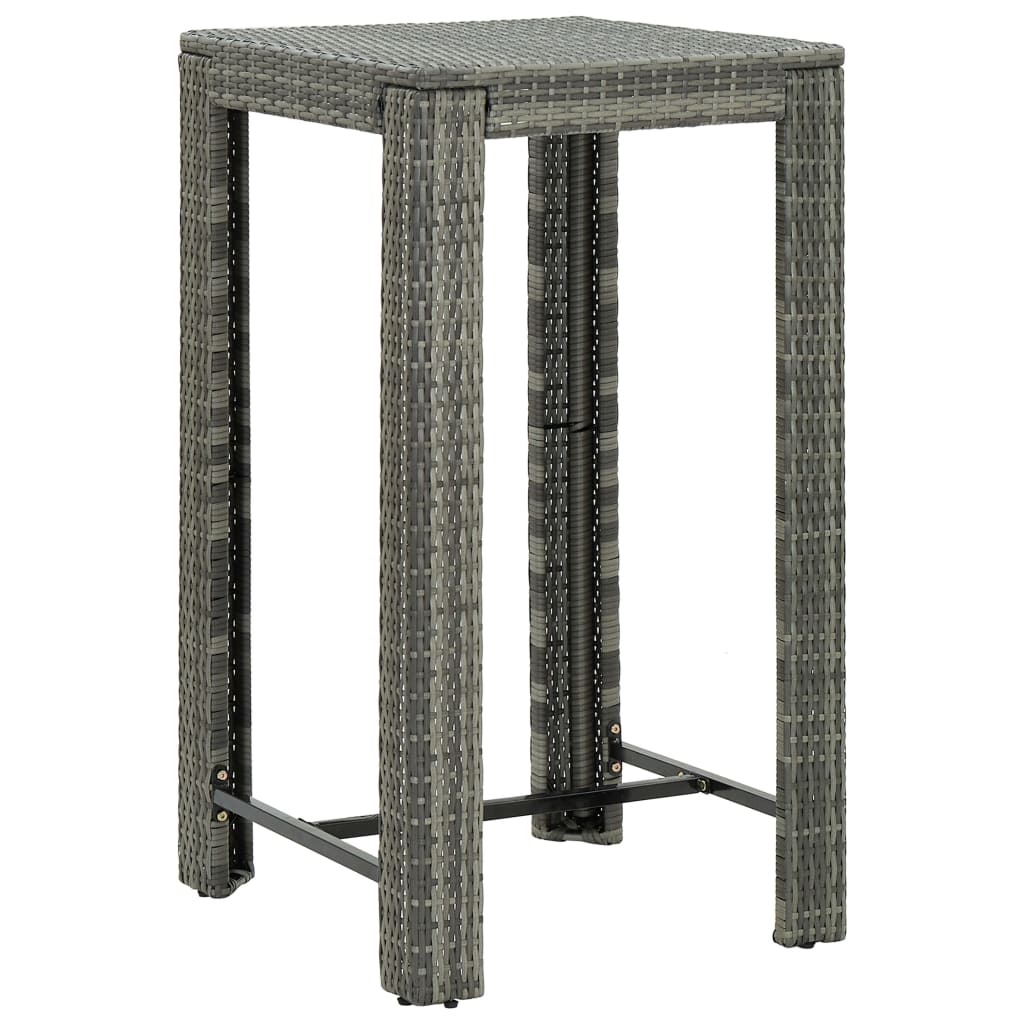 5 Piece Outdoor Bar Set with Cushions Poly Rattan Grey