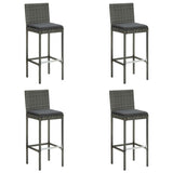 5 Piece Outdoor Bar Set with Cushions Poly Rattan Grey - Side View