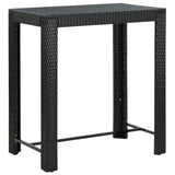 7 Piece Outdoor Bar Set with Cushions Poly Rattan Black - Close-Up Angle