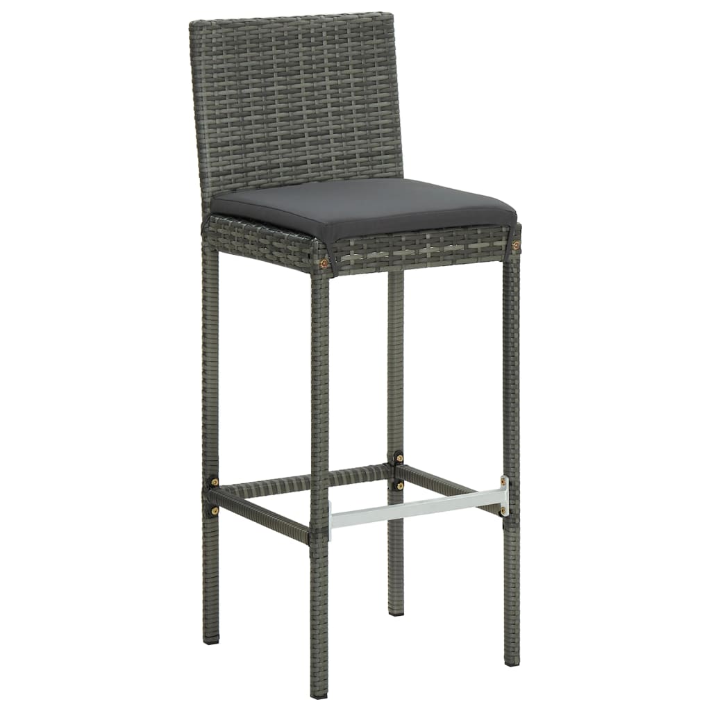 7 Piece Outdoor Bar Set with Cushions Poly Rattan Grey