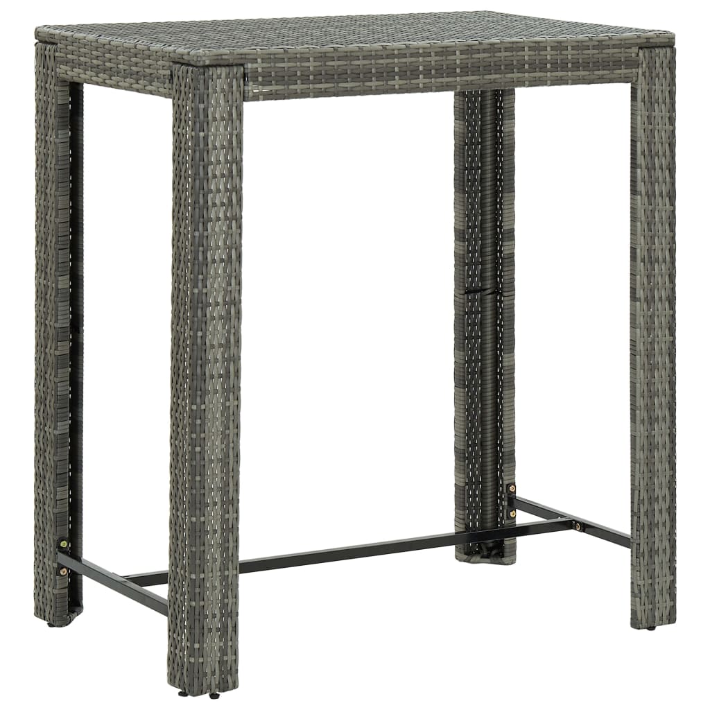 7 Piece Outdoor Bar Set with Cushions Poly Rattan Grey