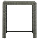 7 Piece Outdoor Bar Set with Cushions Poly Rattan Grey - Low Angle