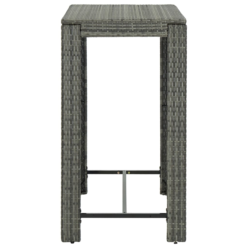 7 Piece Outdoor Bar Set with Cushions Poly Rattan Grey