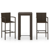 3 Piece Outdoor Bar Set with Armrest Poly Rattan Brown