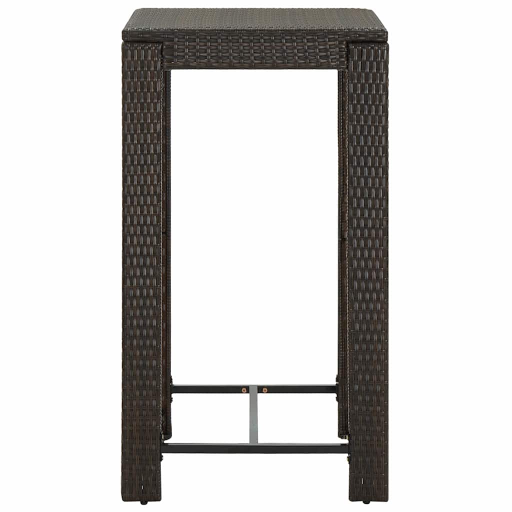 3 Piece Outdoor Bar Set with Armrest Poly Rattan Brown