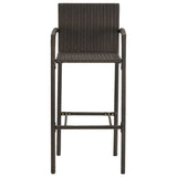 3 Piece Outdoor Bar Set with Armrest Poly Rattan Brown - 45-Degree Angle
