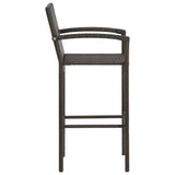 3 Piece Outdoor Bar Set with Armrest Poly Rattan Brown - Rear View