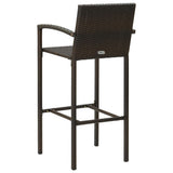 3 Piece Outdoor Bar Set with Armrest Poly Rattan Brown
