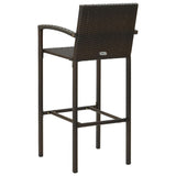 3 Piece Outdoor Bar Set with Armrest Poly Rattan Brown - Close-Up Angle
