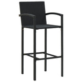 3 Piece Outdoor Bar Set with Armrest Poly Rattan Black - Top-Down View