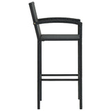 3 Piece Outdoor Bar Set with Armrest Poly Rattan Black - Rear View