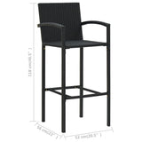 3 Piece Outdoor Bar Set with Armrest Poly Rattan Black - Extra Image