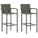 3 Piece Outdoor Bar Set with Armrest Poly Rattan Grey - Side View