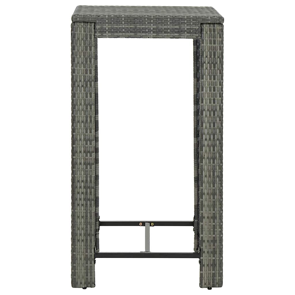 3 Piece Outdoor Bar Set with Armrest Poly Rattan Grey