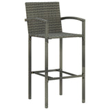 3 Piece Outdoor Bar Set with Armrest Poly Rattan Grey - Top-Down View
