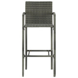 3 Piece Outdoor Bar Set with Armrest Poly Rattan Grey - 45-Degree Angle