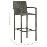 3 Piece Outdoor Bar Set with Armrest Poly Rattan Grey - Extra Image