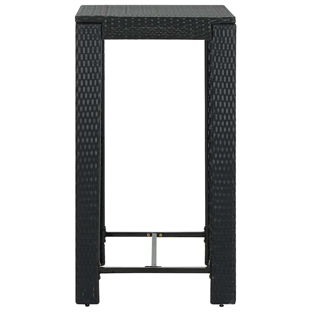 5 Piece Outdoor Bar Set with Armrest Poly Rattan Black