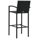 5 Piece Outdoor Bar Set with Armrest Poly Rattan Black - Close-Up Angle