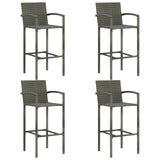5 Piece Outdoor Bar Set with Armrest Poly Rattan Grey - Side View