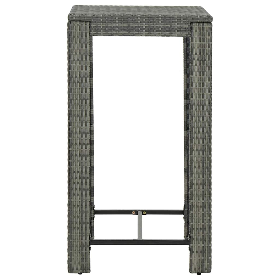 5 Piece Outdoor Bar Set with Armrest Poly Rattan Grey