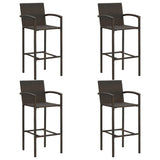 5 Piece Outdoor Bar Set with Armrest Poly Rattan Brown - Side View