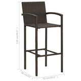 5 Piece Outdoor Bar Set with Armrest Poly Rattan Brown - Extra Image