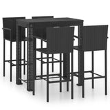 5 Piece Outdoor Bar Set with Armrest Poly Rattan Black - Front View