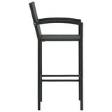 5 Piece Outdoor Bar Set with Armrest Poly Rattan Black - Rear View