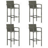 5 Piece Outdoor Bar Set with Armrest Poly Rattan Grey - Side View