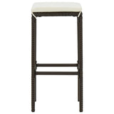 5 Piece Garden Bar Set with Cushions Poly Rattan Brown - Low Angle