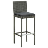 3 Piece Garden Bar Set with Cushions Poly Rattan Grey - Close-Up Angle