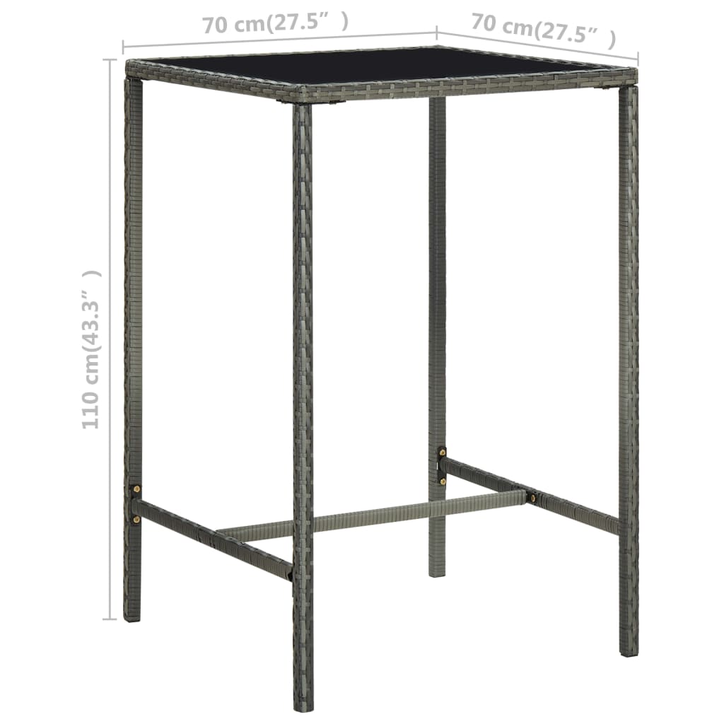 5 Piece Garden Bar Set with Cushions Poly Rattan Grey