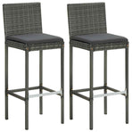 3 Piece Garden Bar Set with Cushions Poly Rattan Grey