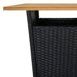 5 Piece Garden Bar Set with Cushions Poly Rattan Black - Close-Up Angle