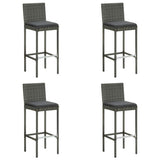 5 Piece Garden Bar Set with Cushions Poly Rattan Grey - Low Angle