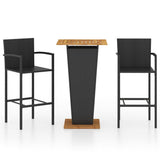 3 Piece Garden Bar Set Black - Front View