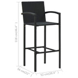 5 Piece Garden Bar Set Black - Low Angle