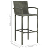 5 Piece Garden Bar Set Grey - Low Angle