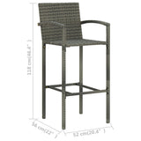 3 Piece Garden Bar Set Grey - Low Angle