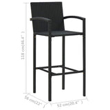 5 Piece Garden Bar Set Black - Low Angle