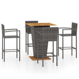 5 Piece Garden Bar Set Grey - Front View