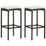 3 Piece Garden Bar Set with Cushions Brown - Side View