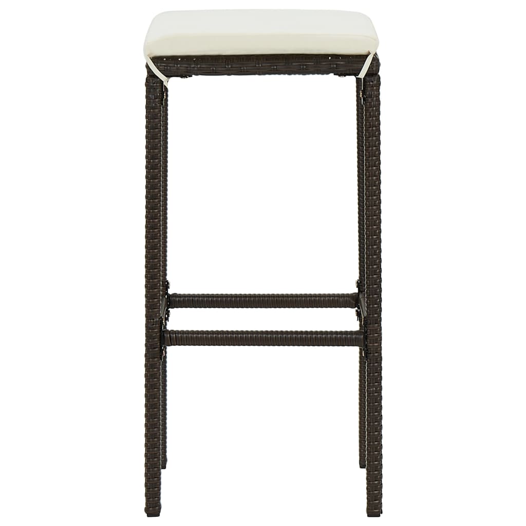 3 Piece Garden Bar Set with Cushions Brown