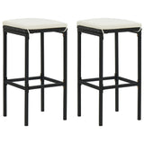 3 Piece Garden Bar Set with Cushions Black - Side View