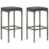 3 Piece Garden Bar Set with Cushions Grey - Side View