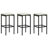 4 Piece Garden Bar Set with Cushions Black