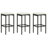 4 Piece Garden Bar Set with Cushions Black - Side View