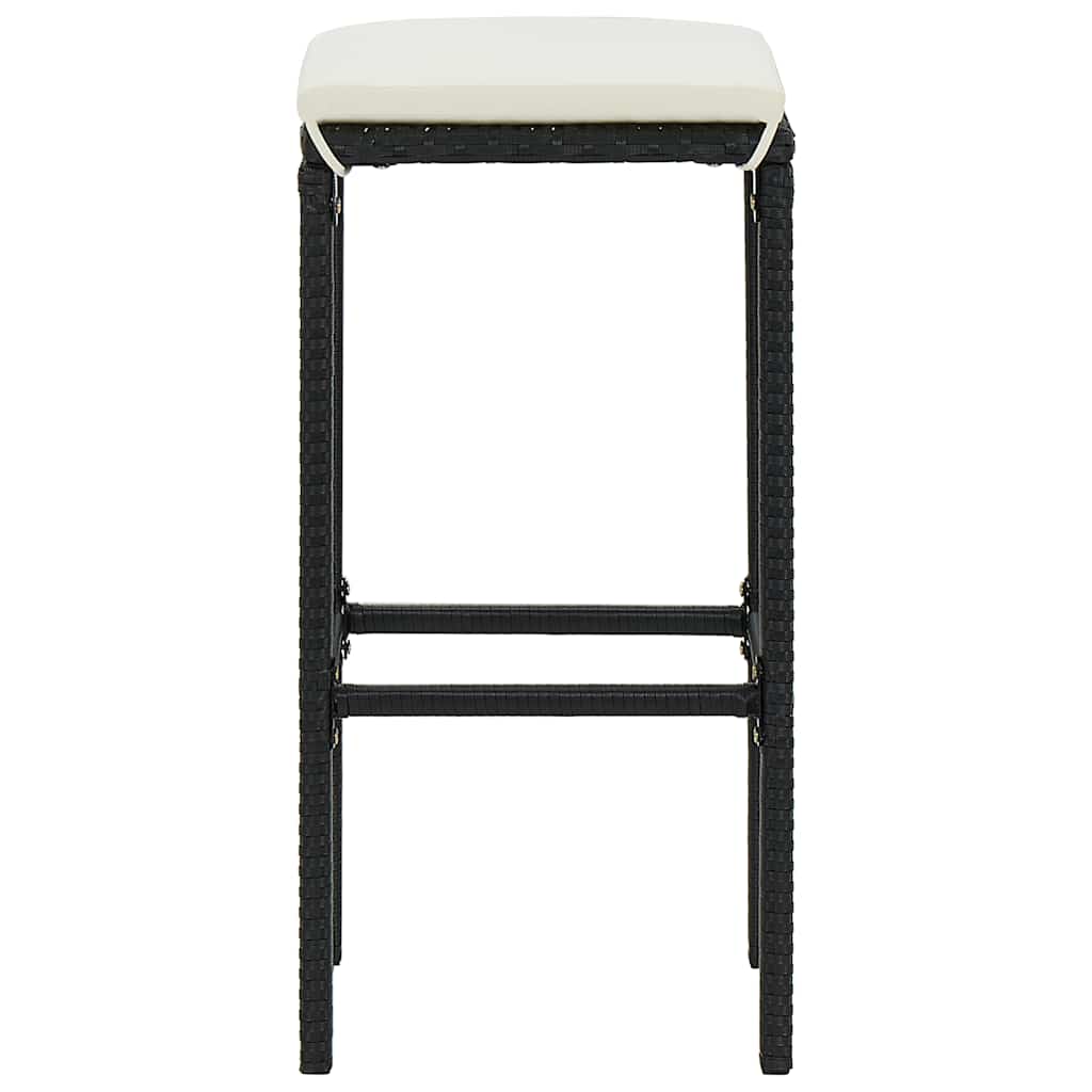 4 Piece Garden Bar Set with Cushions Black