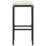 4 Piece Garden Bar Set with Cushions Black